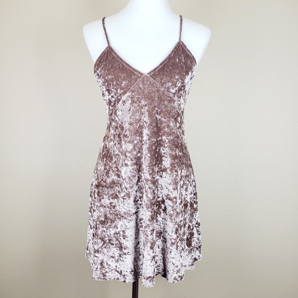 Privacy Please Mocha Downtown Slip Velvet Dress XS - Picture 2 of 8